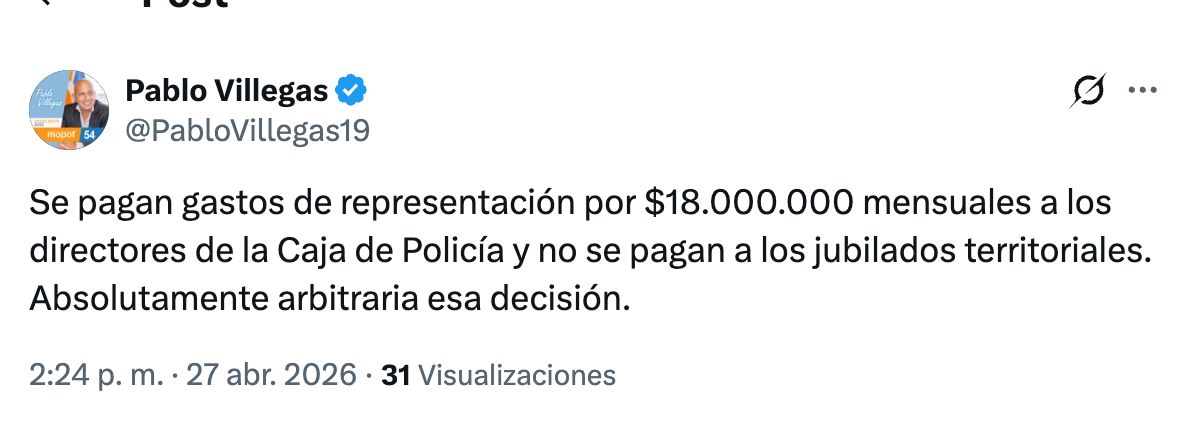 Comisión 6: Villegas cuestionó el gasto en directores y la desatención a jubilados policiales territoriales