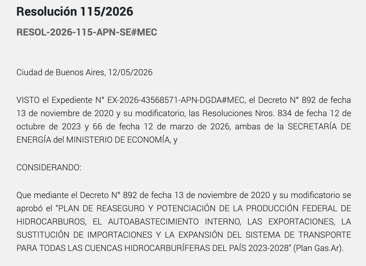El Gobierno nacional reasignó volúmenes de gas tras cambios en el sistema de transporte