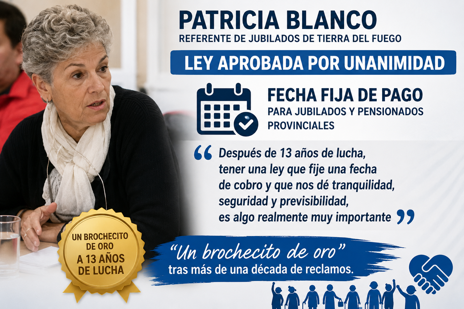 Patricia Blanco celebró la ley que fija fecha de cobro para jubilados: “Es un broche de oro a 13 años de lucha”