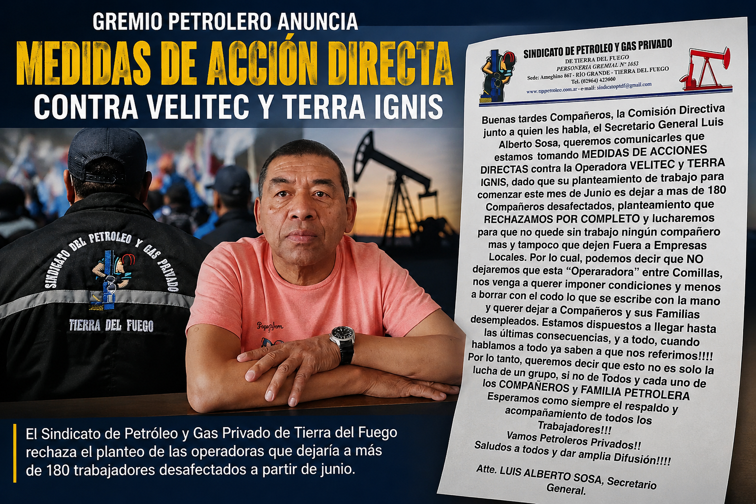 Crisis Petrolera: Petroleros Privados anunciaron medidas de fuerza contra Velitec y Terra Ignis 
