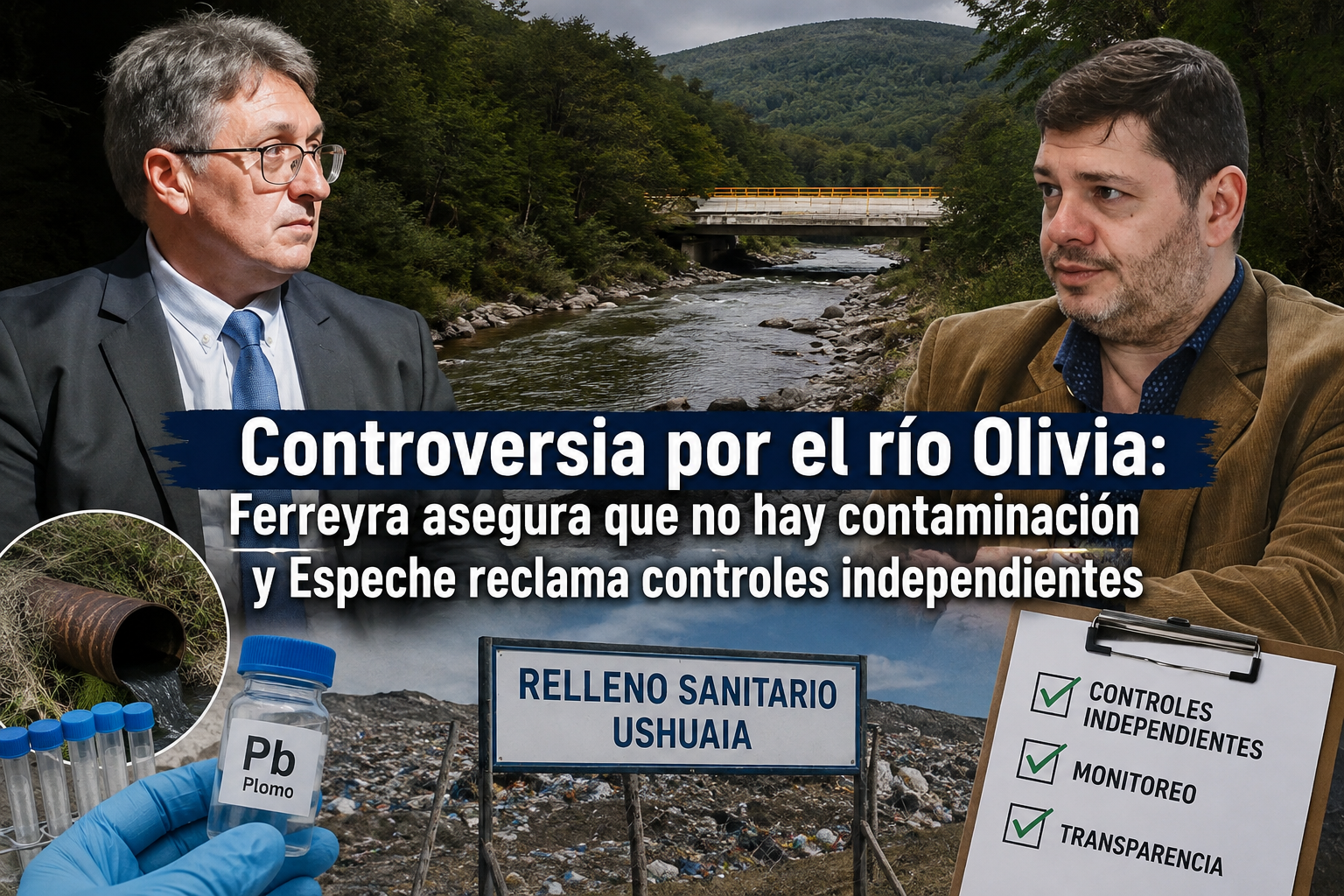 Controversia por el río Olivia: Ferreyra asegura que no hay contaminación y Espeche reclama controles independientes